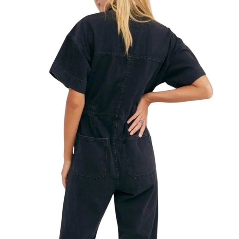 Free People We The Free Womens S Marci Black Denim Utility Jumpsuit - Picture 2 of 16